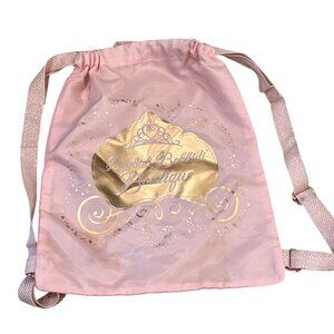 Disney Bibbidi Bobbidi Boutique Pink Drawstring Backpack With Gold Glitter Desig